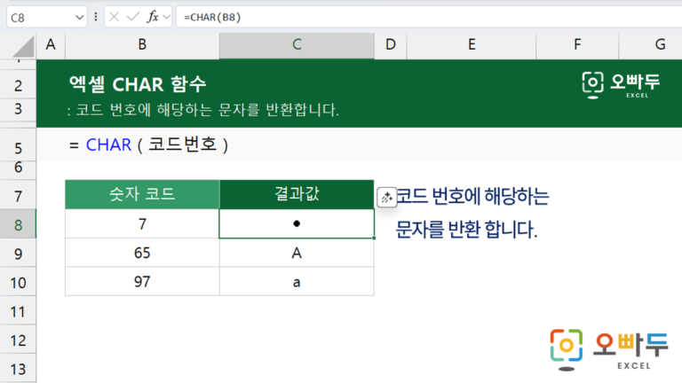 CHAR 함수 예제 미리보기