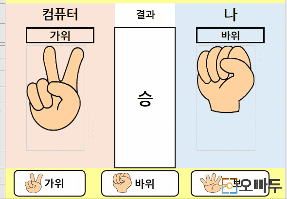 엑셀 가위바위보 게임 완성 GIF