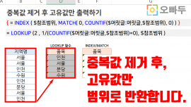 중복값 제거 후 목록 범위 썸네일