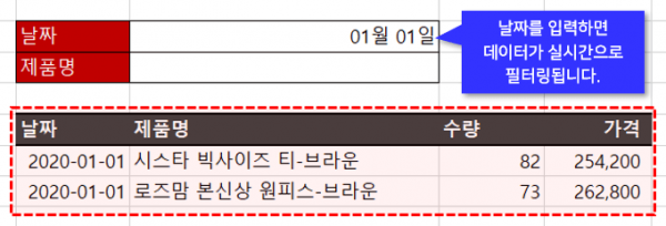 filter 함수 실시간 업데이트