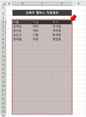 범위를 넉넉하게 선택