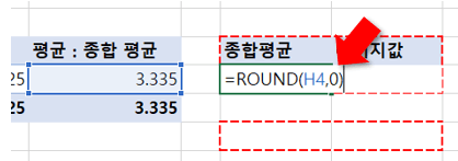 엑셀 종합 평균 반올림