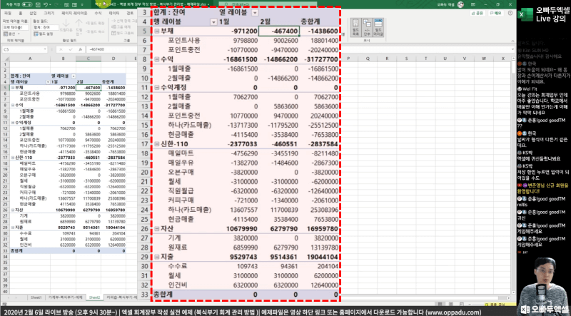 복식부기 피벗테이블 활용_R