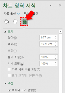 차트영역 크기 및 속성 이동