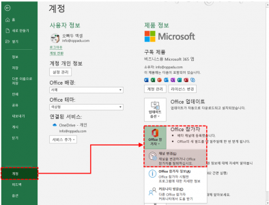 계정 Office 참가자 베타채널 신청