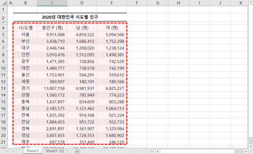 엑셀 서식 정리 완료