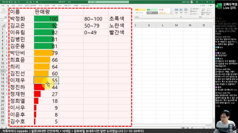 엑셀 조건별 데이터막대_R