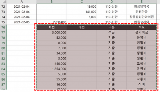 엑셀 가계부 복식부기 만들기