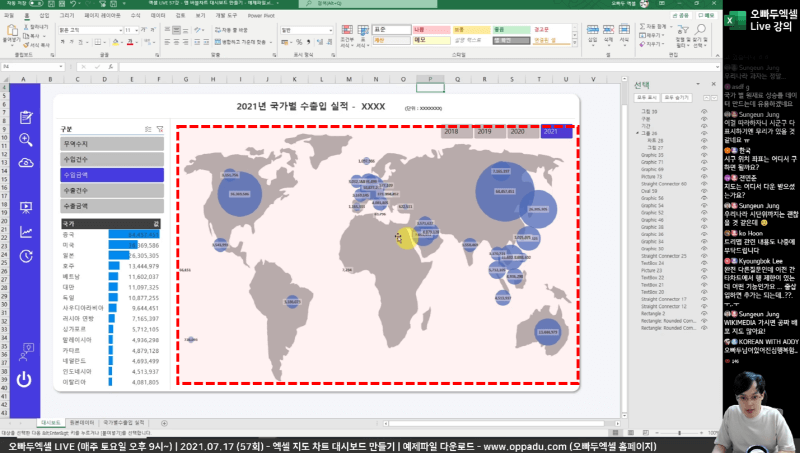 엑셀 지도 버블 차트 만들기_R