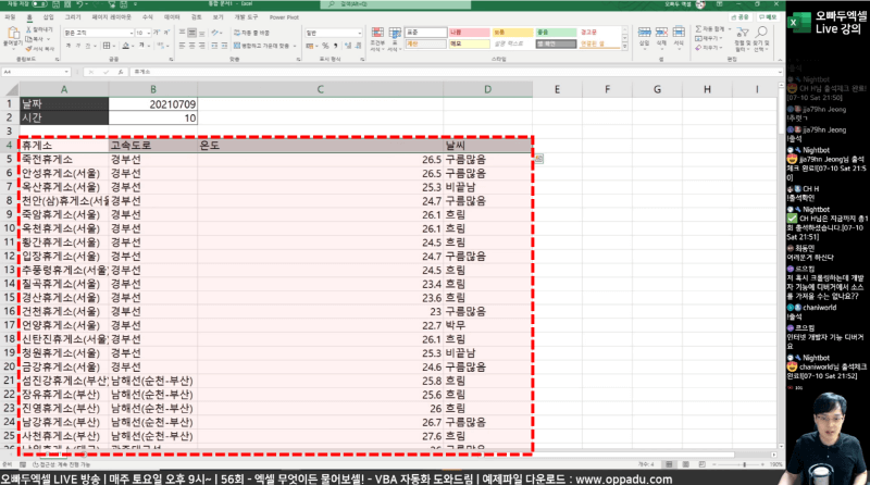 한국 도로공사 api 자동화 엑셀_R