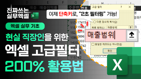 엑셀 고급필터, 실무에서 제대로 사용하는 방법 - 이름범위 활용 | 진짜쓰는 실무엑셀