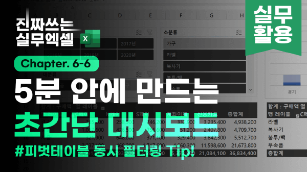 엑셀 5분 대시보드 피벗테이블 동시 필터링 썸네일 _ 2_R