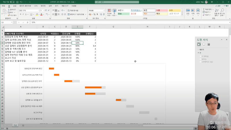 엑셀 간트차트 만들기 (3)_R