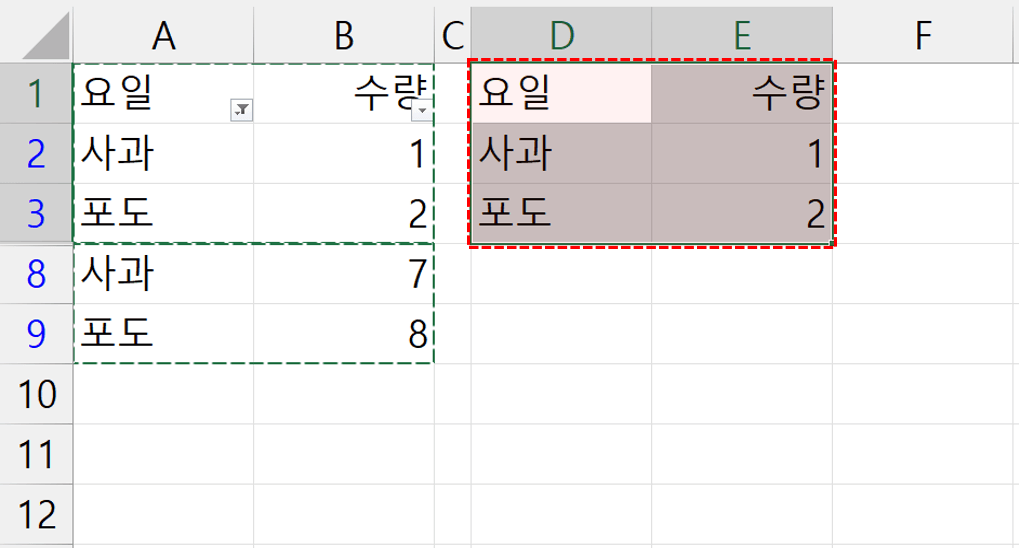 엑셀 필터링 범위 복사 붙여넣기