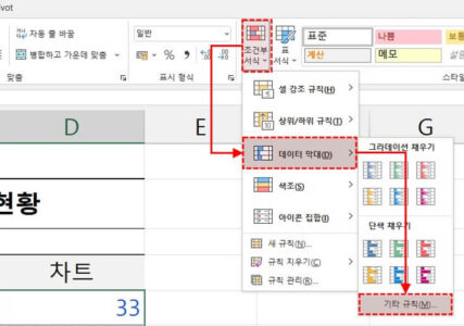엑셀 조건부서식 데이터막대 기타규칙