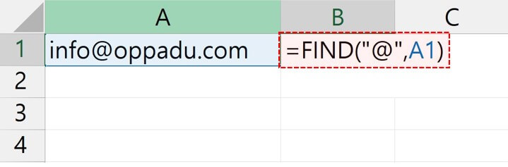 엑셀 find 함수 예제