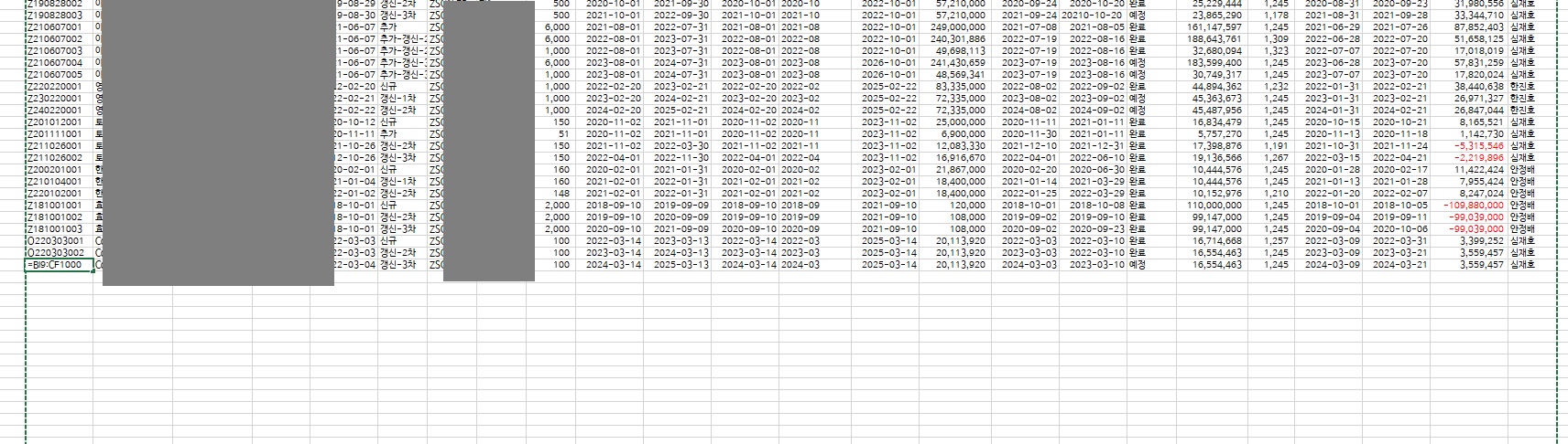 수식이 있는셀 부분 선택_20220919