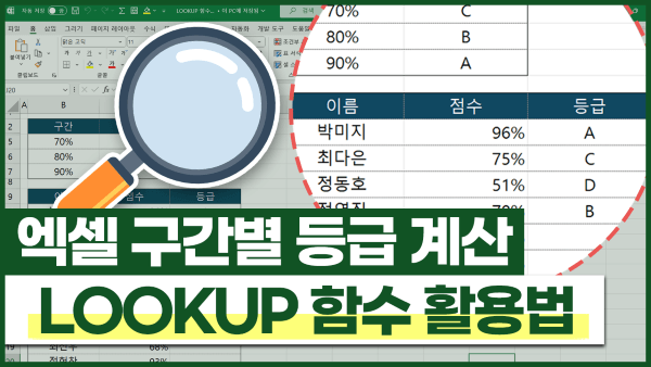엑셀 구간별 등급 계산, LOOKUP 함수 간단 활용법!