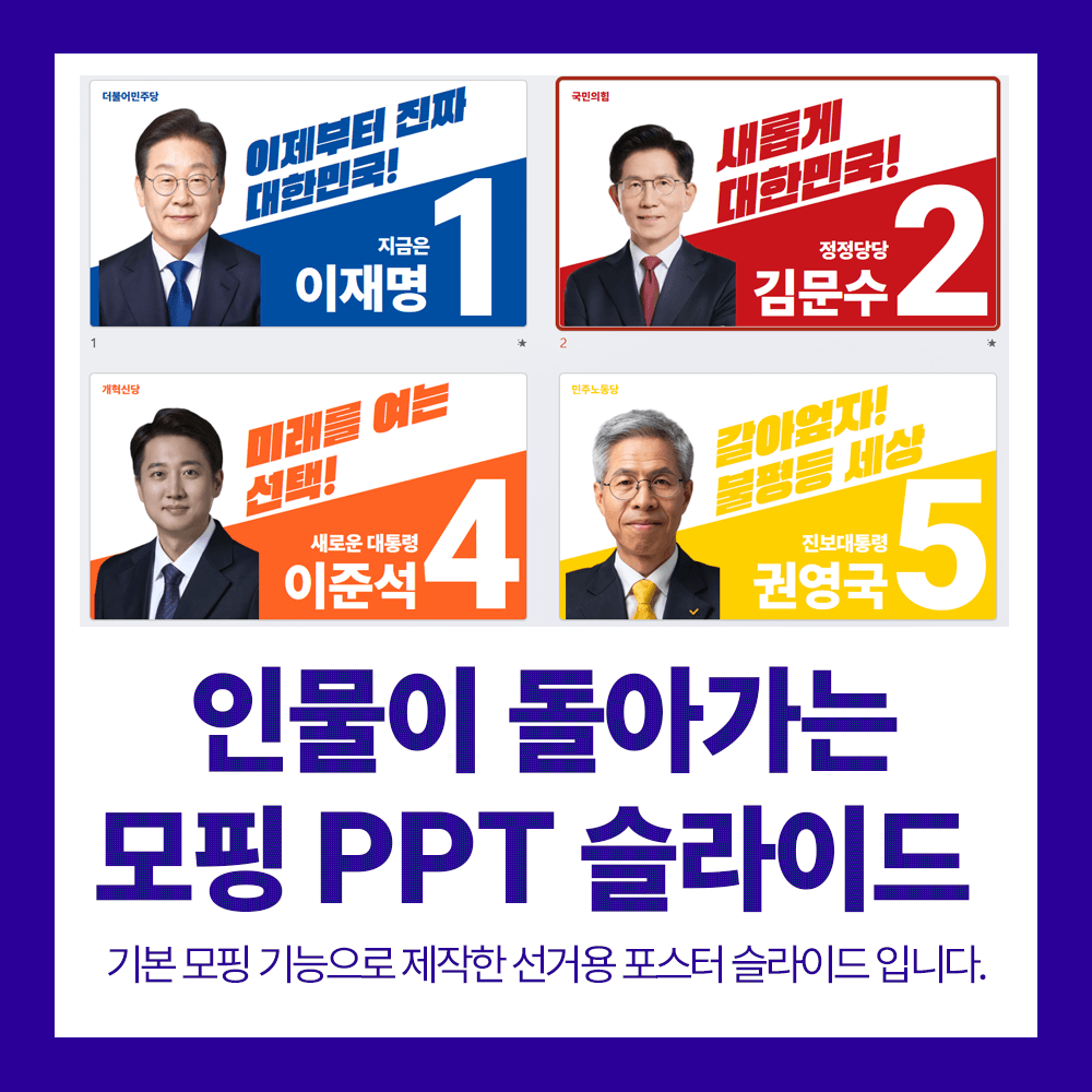 돌아가는 인물 모핑 PPT 슬라이드 (선거 포스터) 썸네일