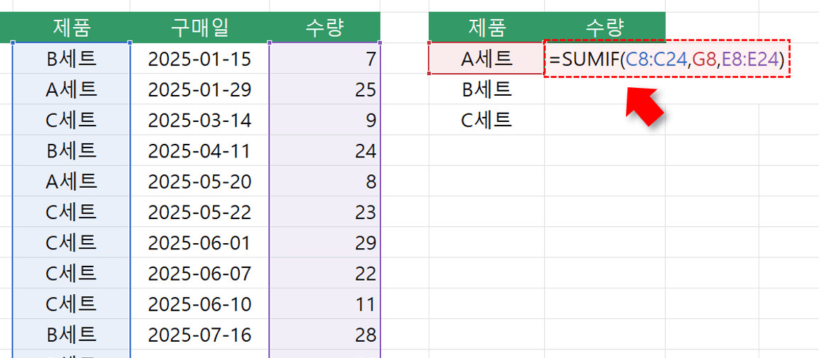 엑셀-sumif-함수-기초