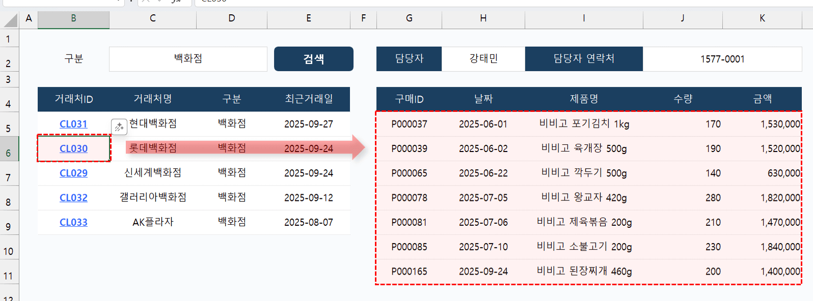 엑셀-셀-클릭-상세내역-출력