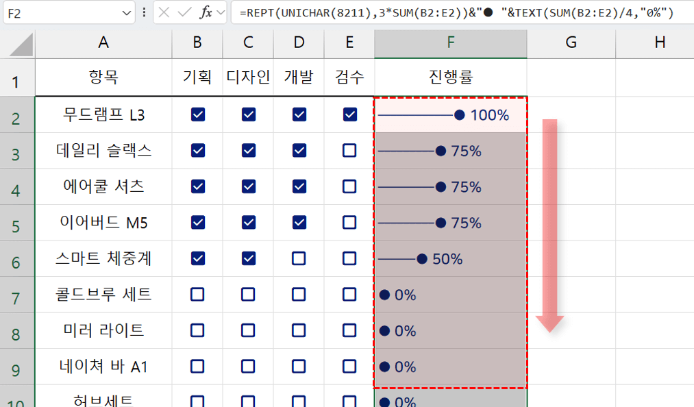엑셀-진행률-차트-완성