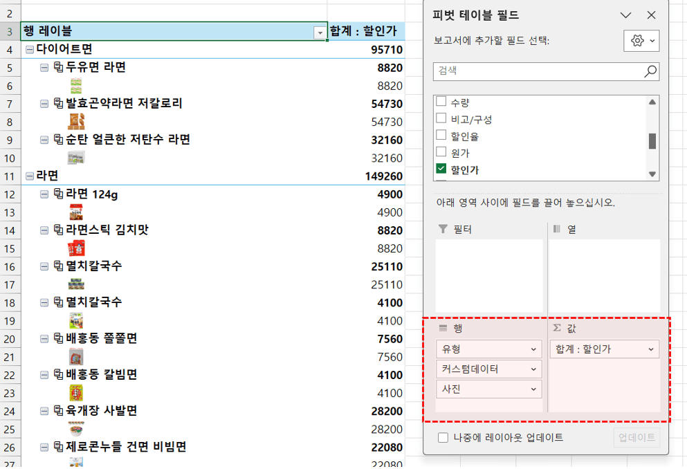 엑셀-커스텀-데이터-형식-피벗테이블