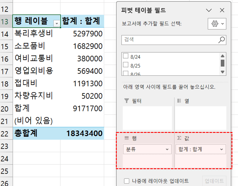 엑셀-피벗테이블-합계