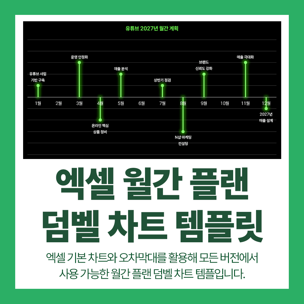 엑셀 월간 플랜 덤벨 차트 템플릿 썸네일