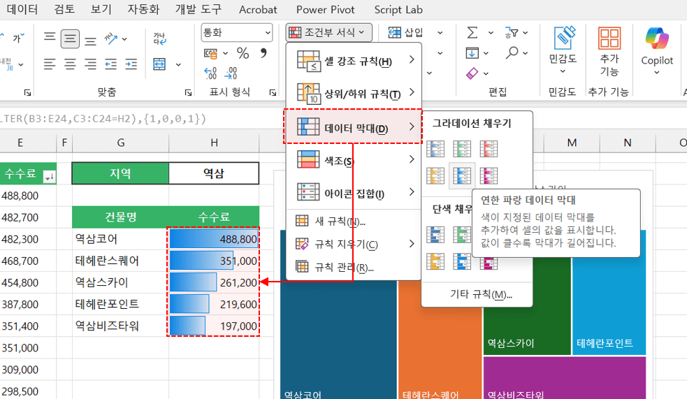 엑셀-조건부서식-데이터-막대