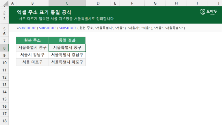주소 표기 통일 공식 예제 미리보기