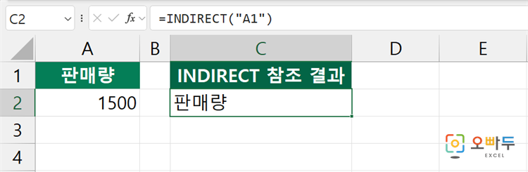 엑셀 INDIRECT 함수 수식 입력 예제 1