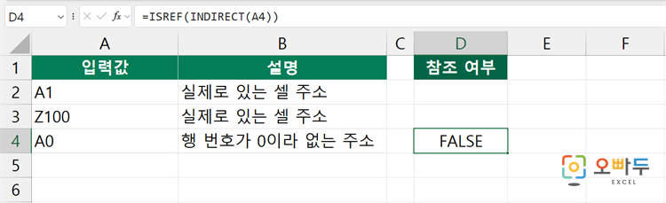 엑셀 ISREF 함수 간단 예제 2