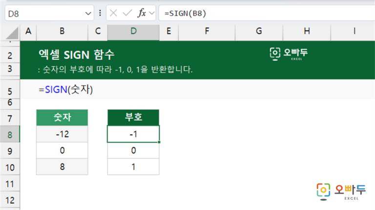 SIGN 함수 예제 미리보기