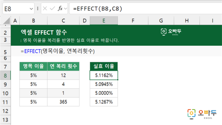 EFFECT 함수 예제 미리보기