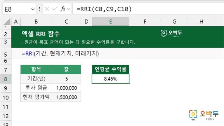 RRI 함수 예제 미리보기